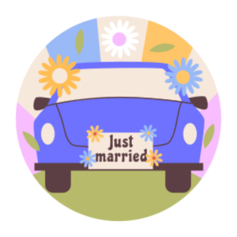 Just married sticker